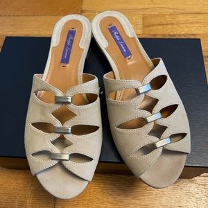 Ralph Lauren Purple Label Collection Womens Gold Tan Jeanette Suede Size 37.5